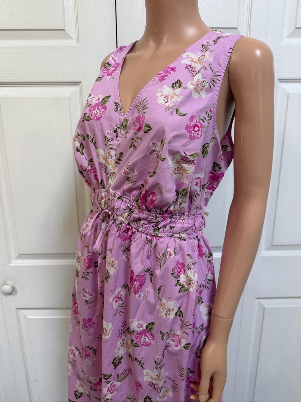 Lane Bryant Pink Floral Sleeveless Cotton Dress Women’s Size 16 - Picture 16 of 16